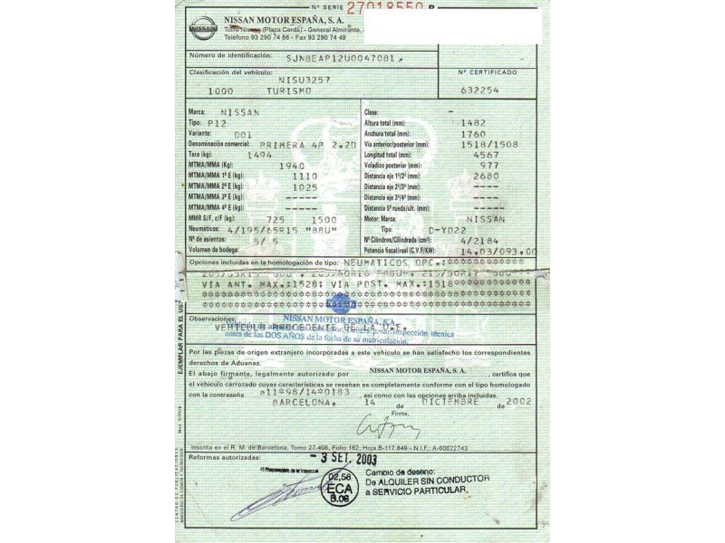 nissan primera del año 2002