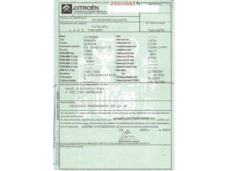 citroen c5 del año 2004