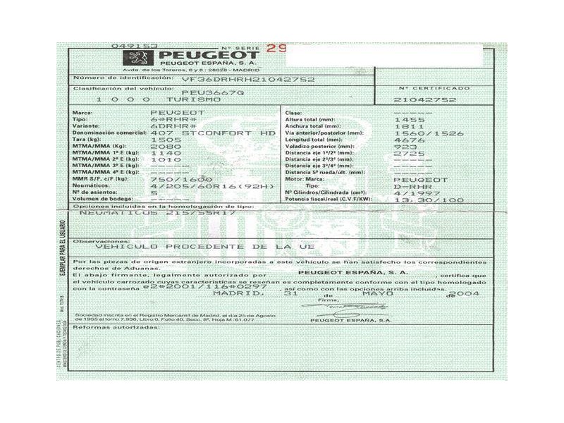 peugeot 407 del año 2004