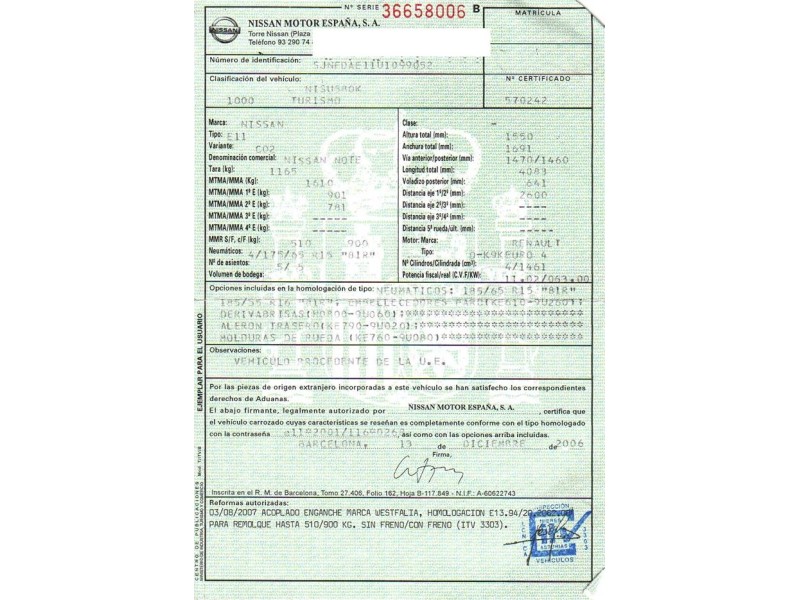 nissan note del año 2007