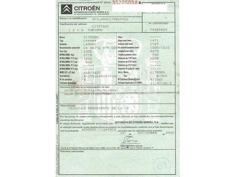 citroen c 4 del año 2005