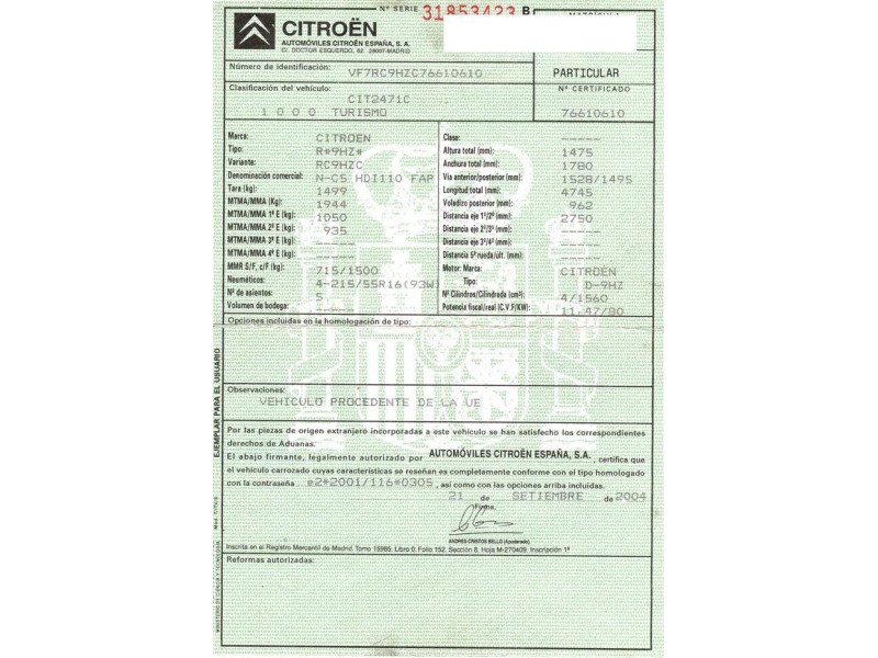 citroen c 5 del año 2004