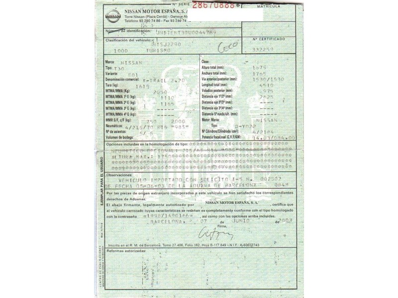 nissan x-trail del año 2003