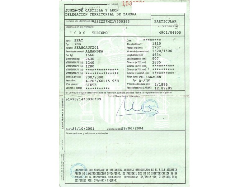 seat alhambra del año 2000