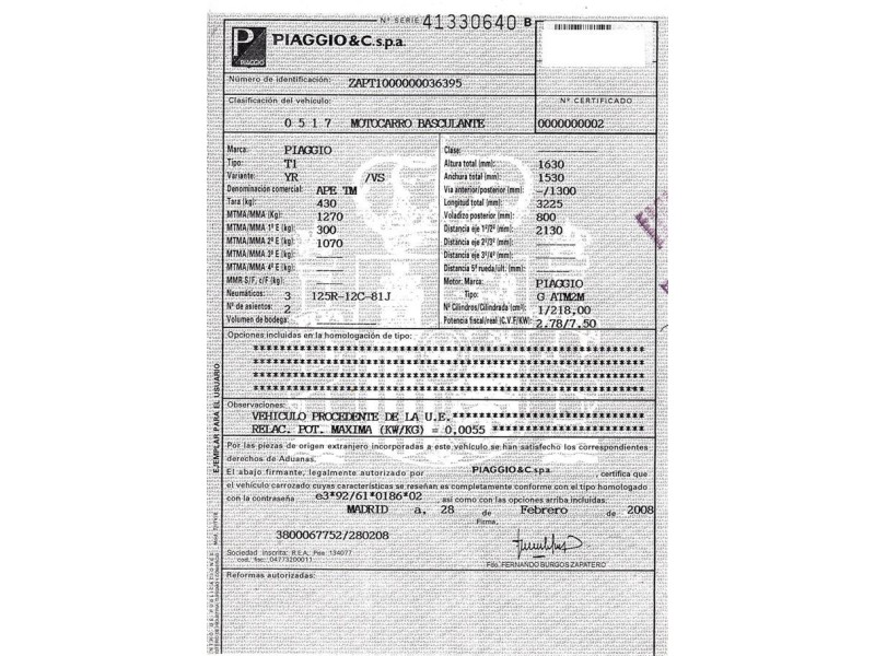 piaggio vespa 250 del año 2008