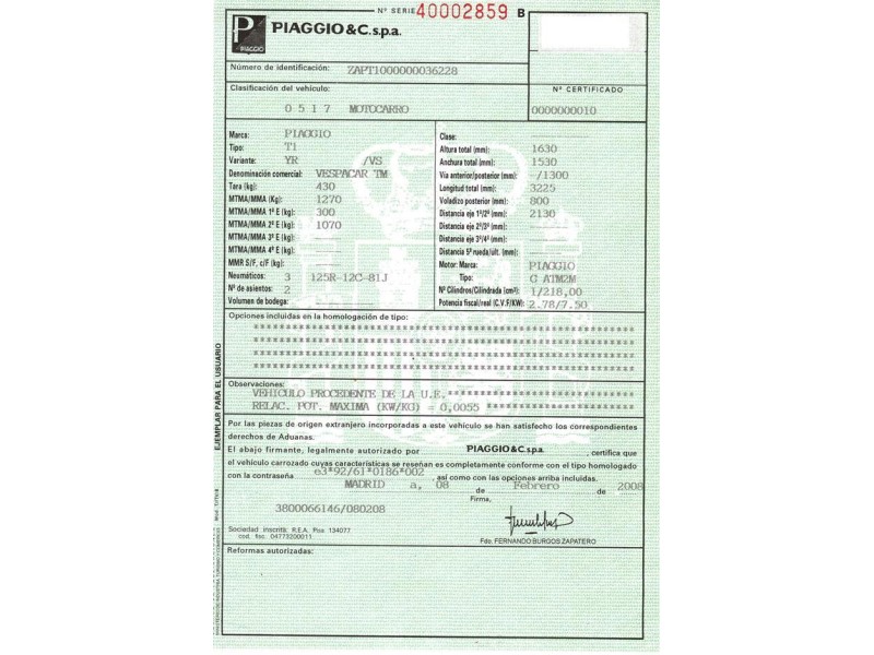 piaggio vespa 250 del año 2008