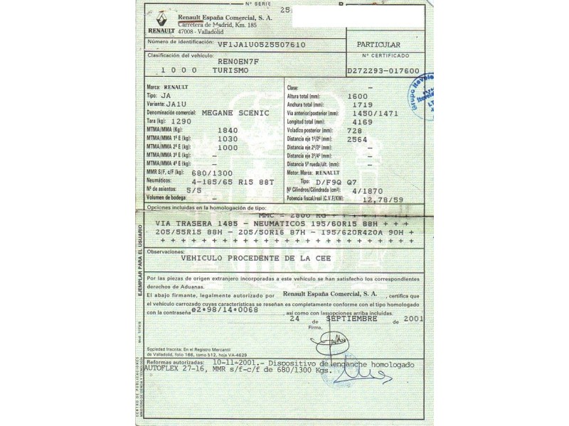 renault scenic del año 2001