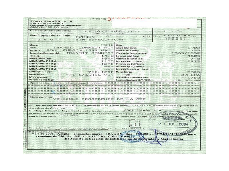 ford tourneo 1.8 td /hcpa connect (89,76cv del año 2004