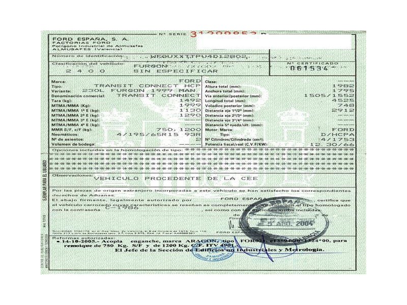 ford tourneo 1.8 td /hcpa connect (89,76cv del año 2004