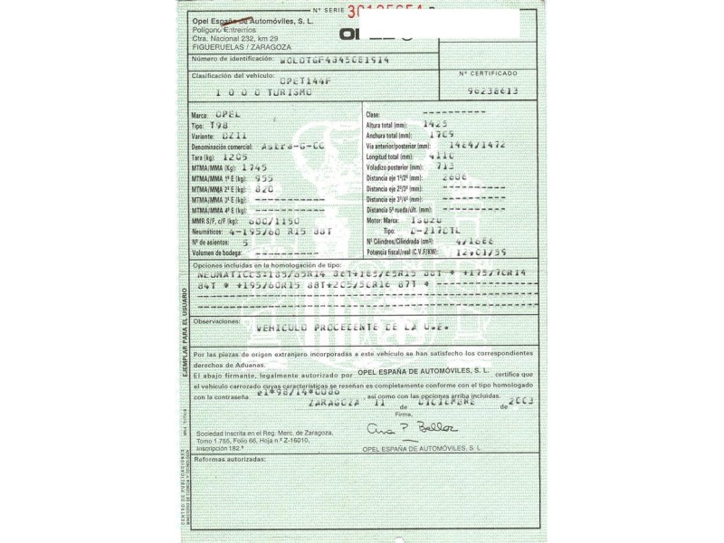 opel astra del año 2003