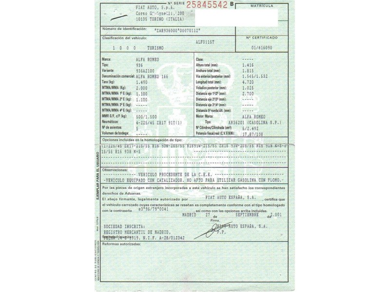 alfa romeo 166 del año 2001