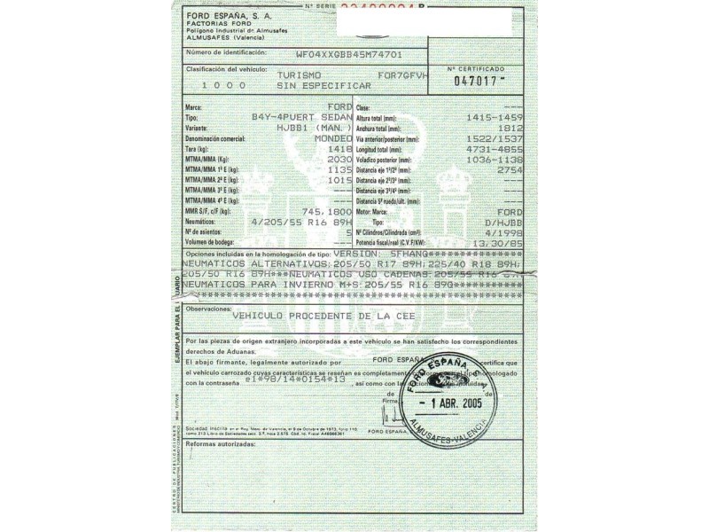 ford mondeo del año 2005