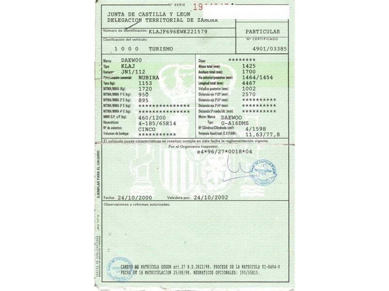 daewoo nubira del año 1998