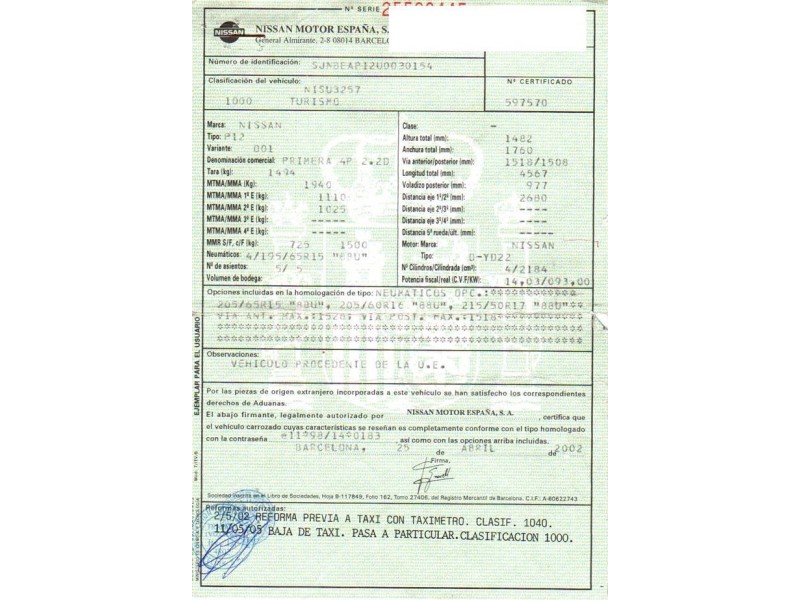 nissan primera del año 2002