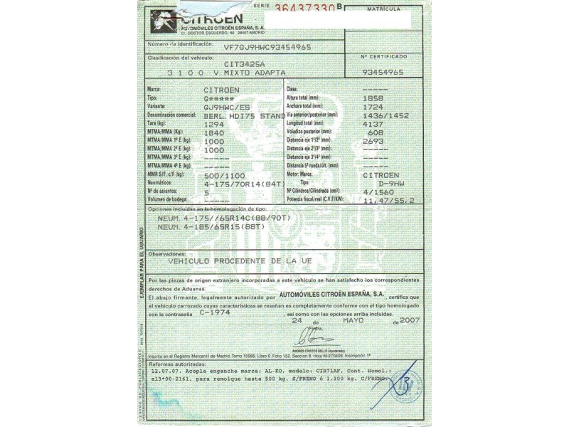 citroen berlingo del año 2007