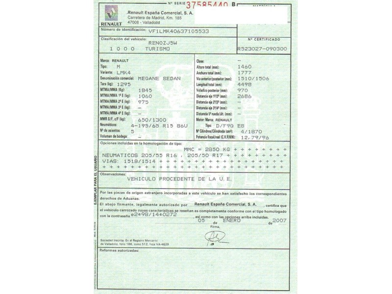 renault megane del año 2007