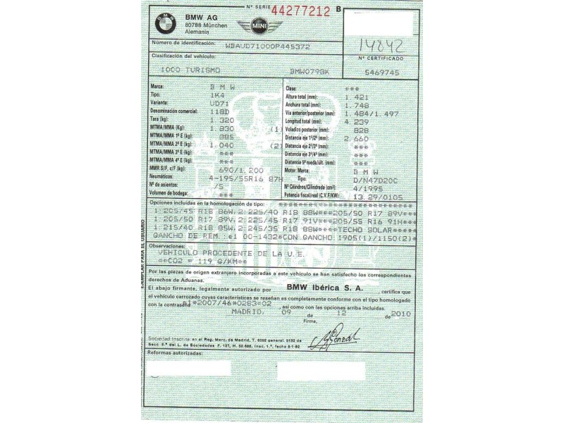 bmw  118 del año 2011