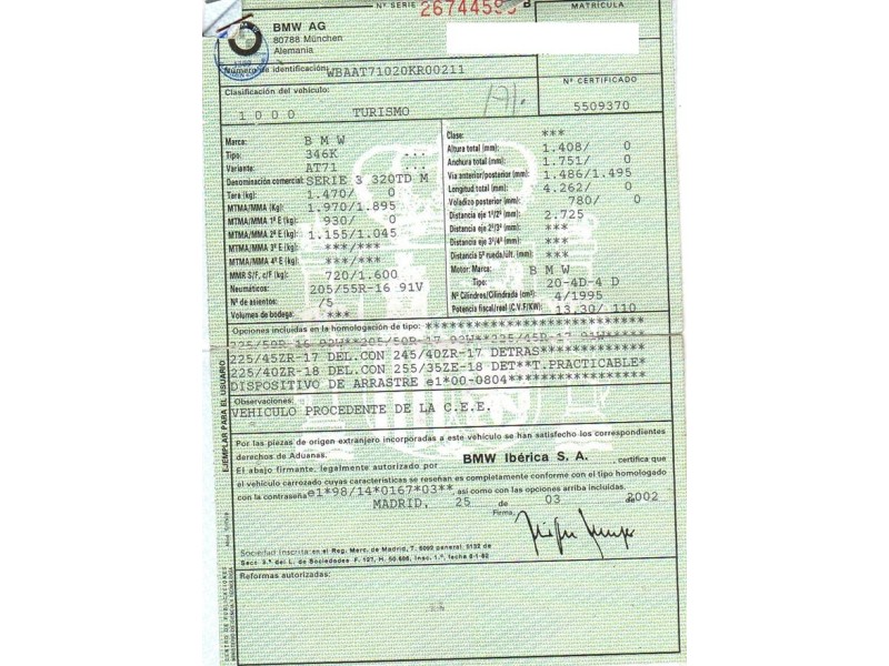 bmw  320 del año 2002