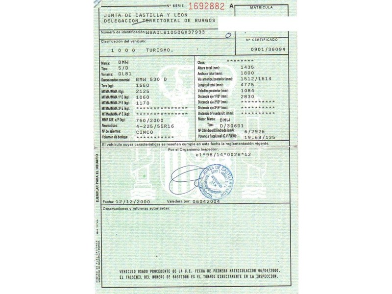 bmw  530 del año 2000