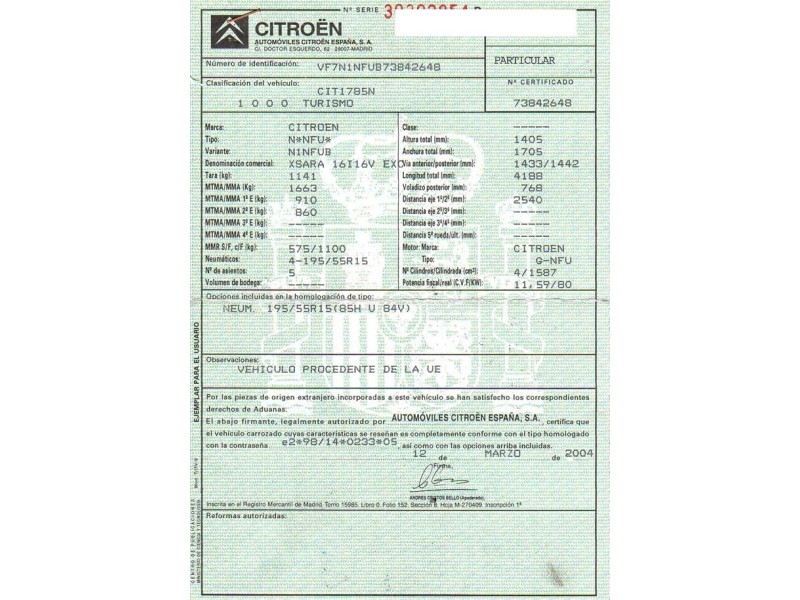 citroen xsara del año 2004