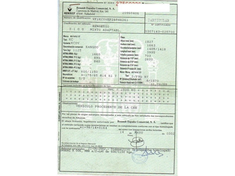 renault kangoo del año 2002