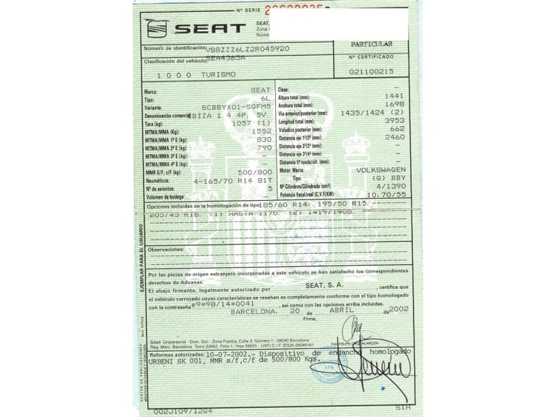 seat ibiza del año 2002