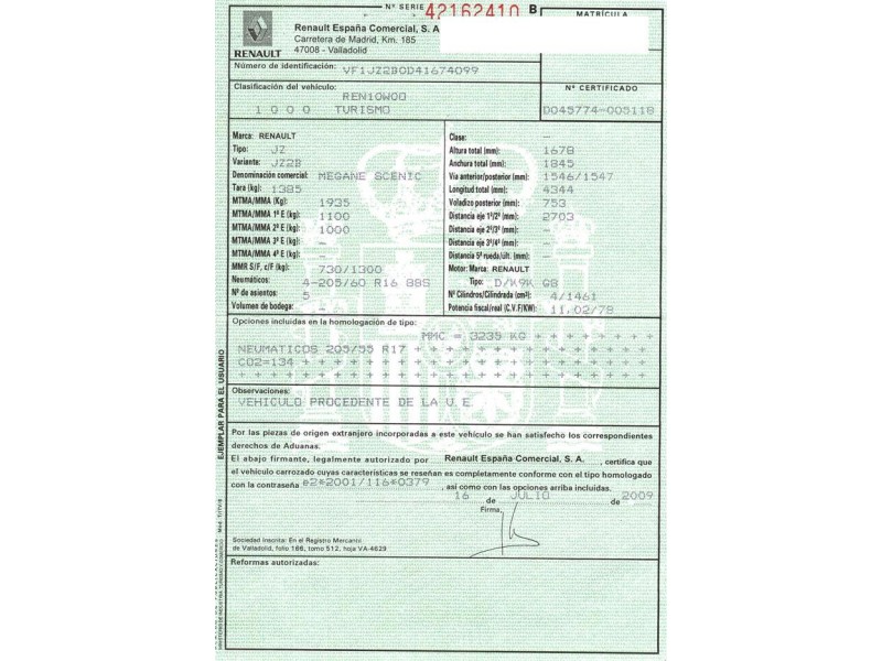 renault scenic del año 2009