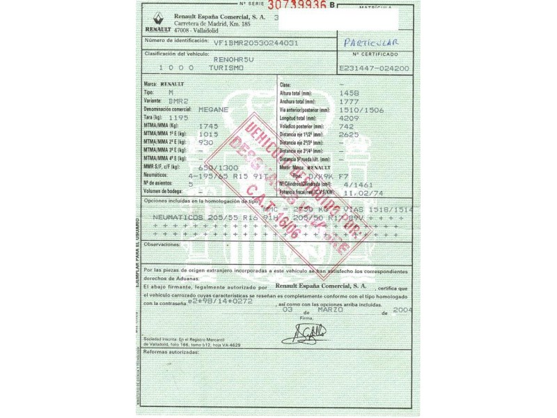renault megane del año 2004