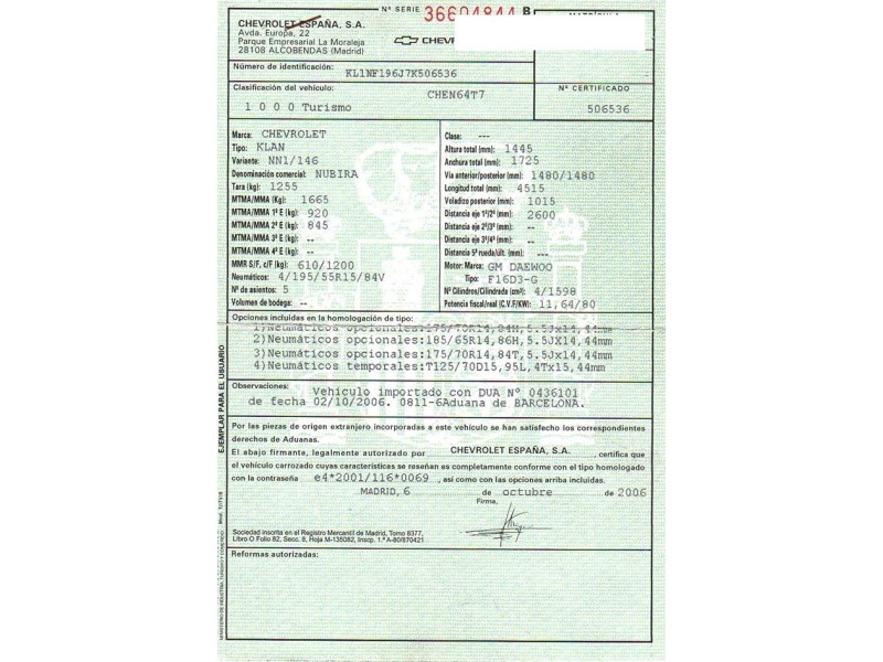 chevrolet nubira del año 2007