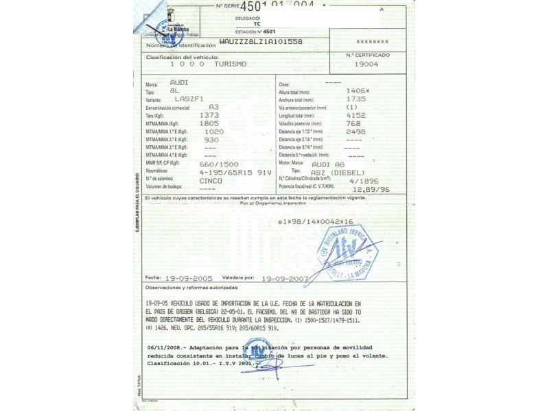 audi a3 del año 2001