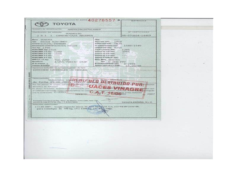 toyota hilux 2.5 td -2kd-ftv (119,68cv del año 2007