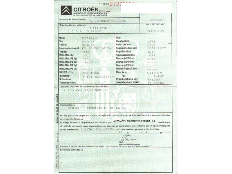 citroen c 5 del año 2002