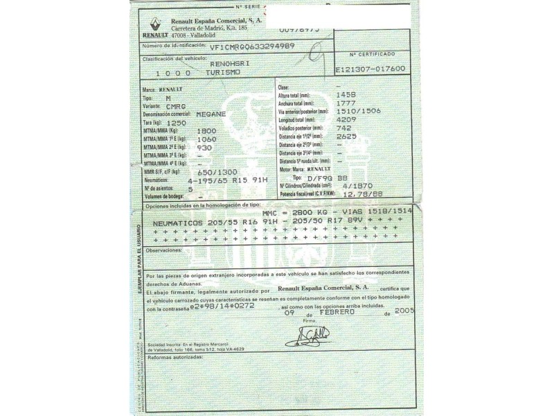 renault megane del año 2005