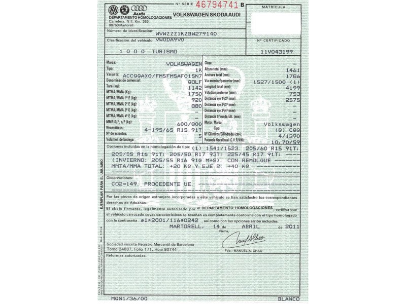 volkswagen golf del año 2011