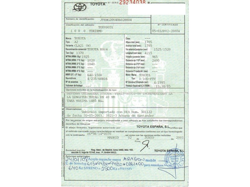 toyota rav4 del año 2003