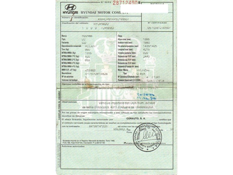 hyundai accent del año 2003