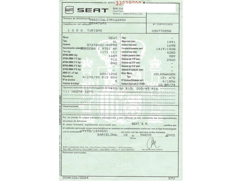 seat cordoba del año 2006