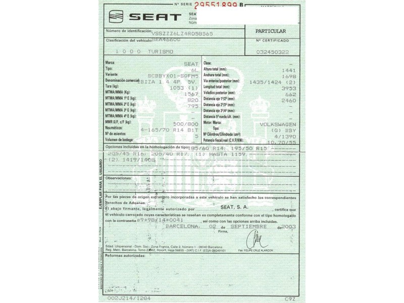 seat ibiza del año 2003