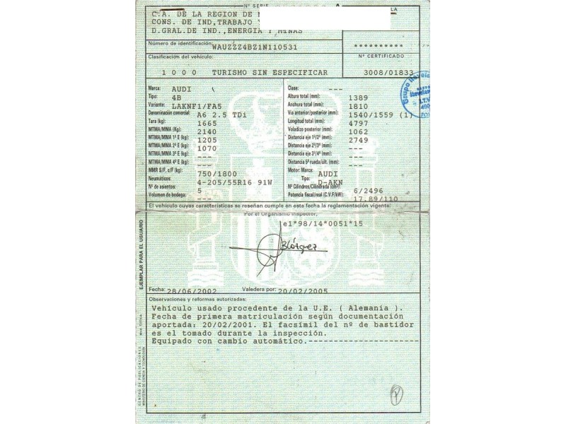 audi a6 del año 2002