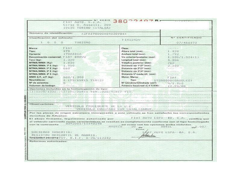 fiat bravo 1.9 jtd -192a8000 (119,68cv del año 2008