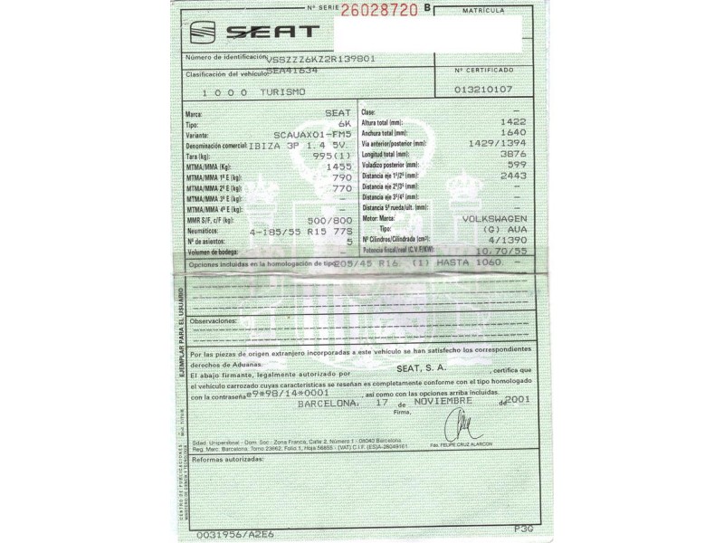 seat ibiza del año 2002