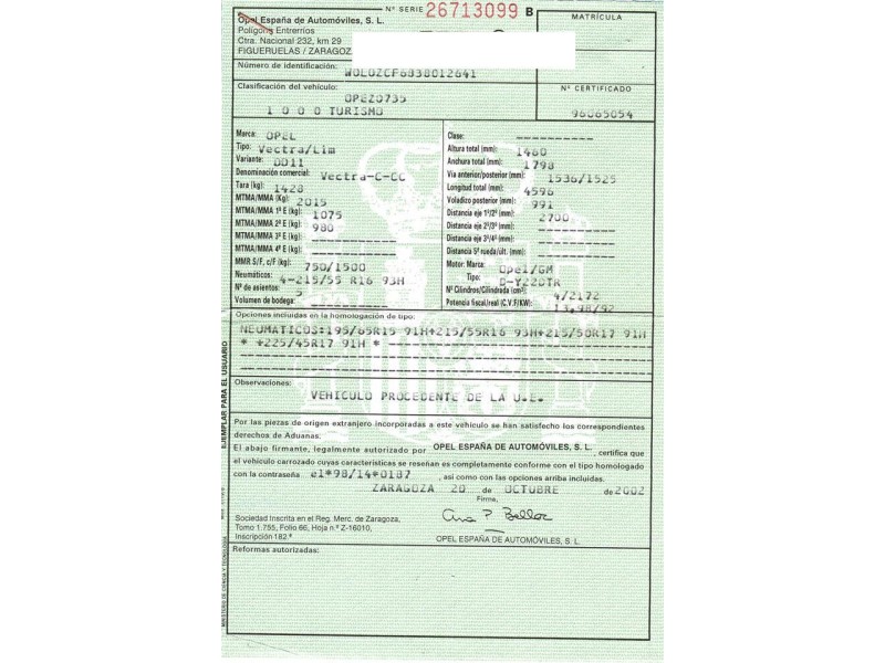 opel vectra del año 2003