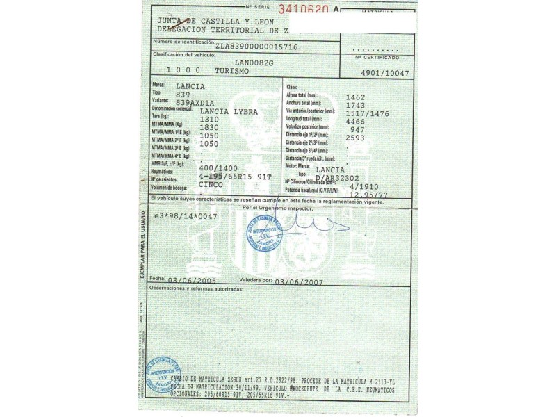 lancia lybra del año 1999