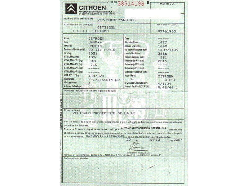 citroen c 2 del año 2007