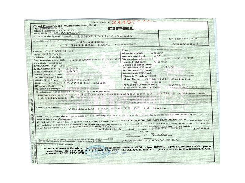 chevrolet trailblazer del año 2001