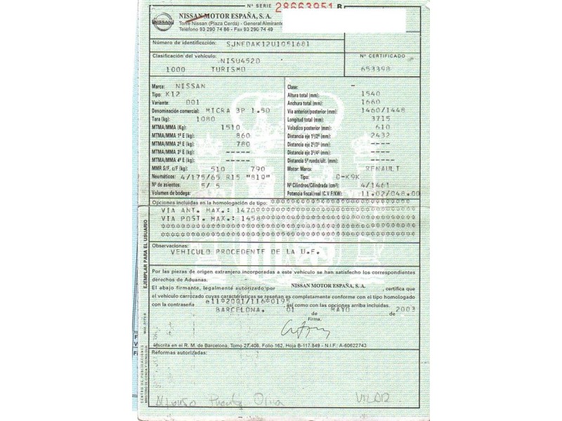 nissan micra del año 2003