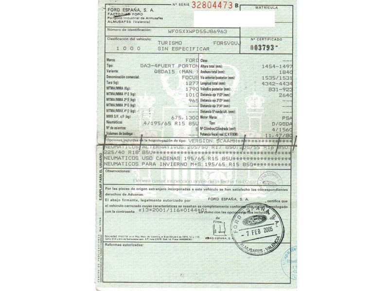 ford focus del año 2005