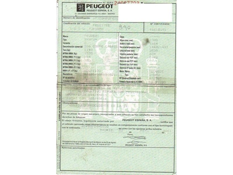 peugeot 206 del año 2001