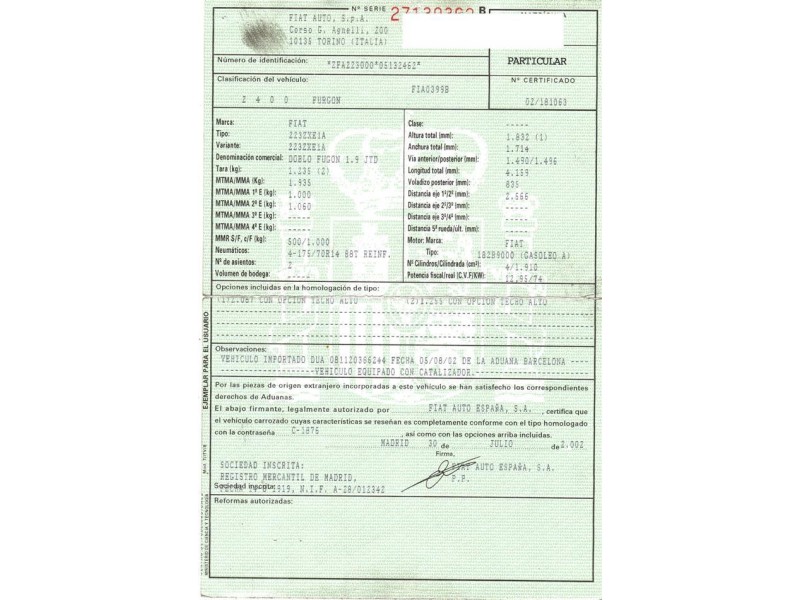 fiat doblo del año 2003