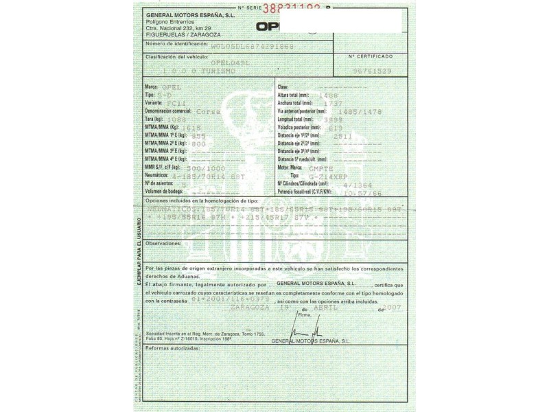 opel corsa del año 2007